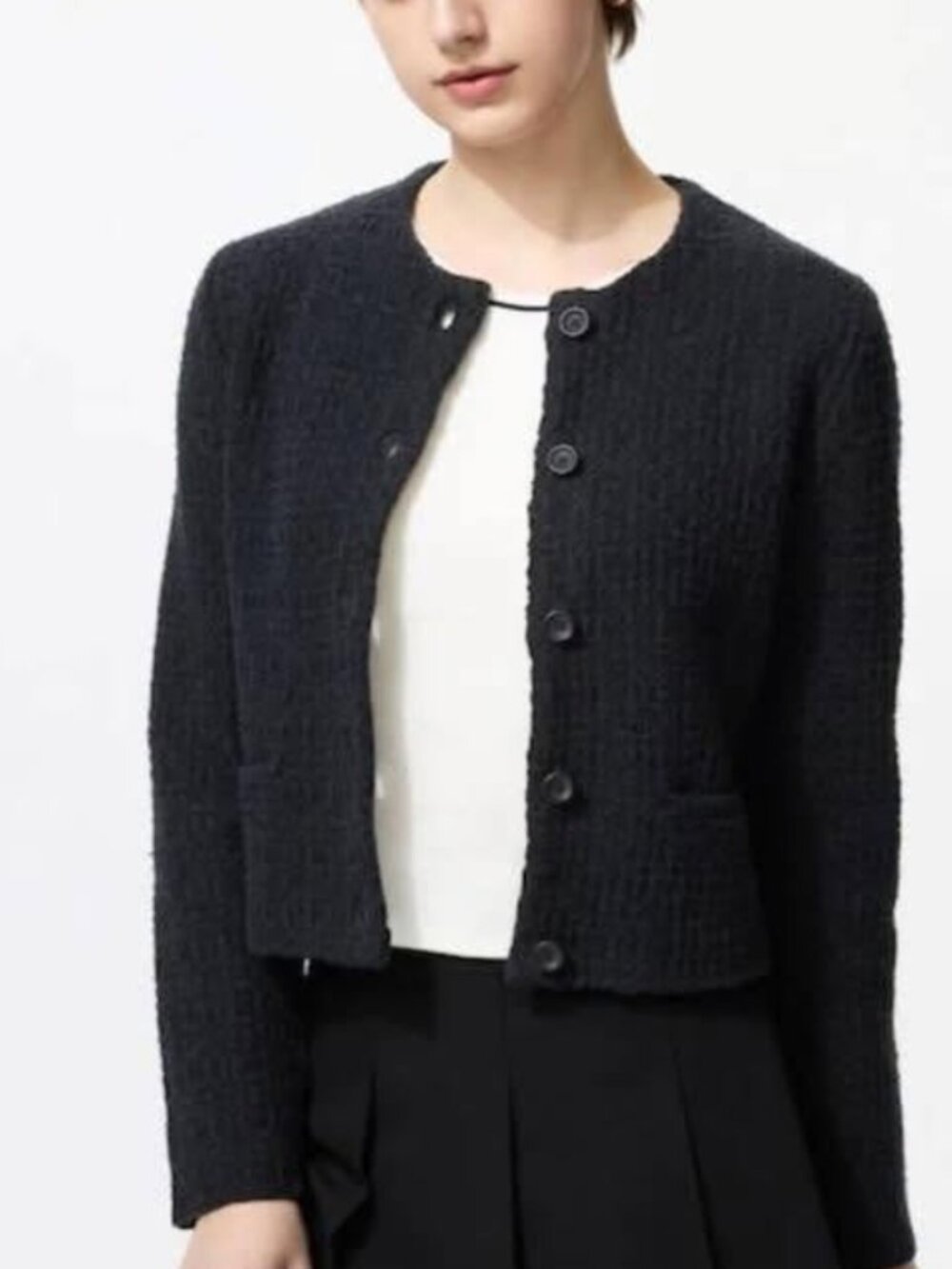 UNIQLO Knitted Short Jacket Navy Size Medium